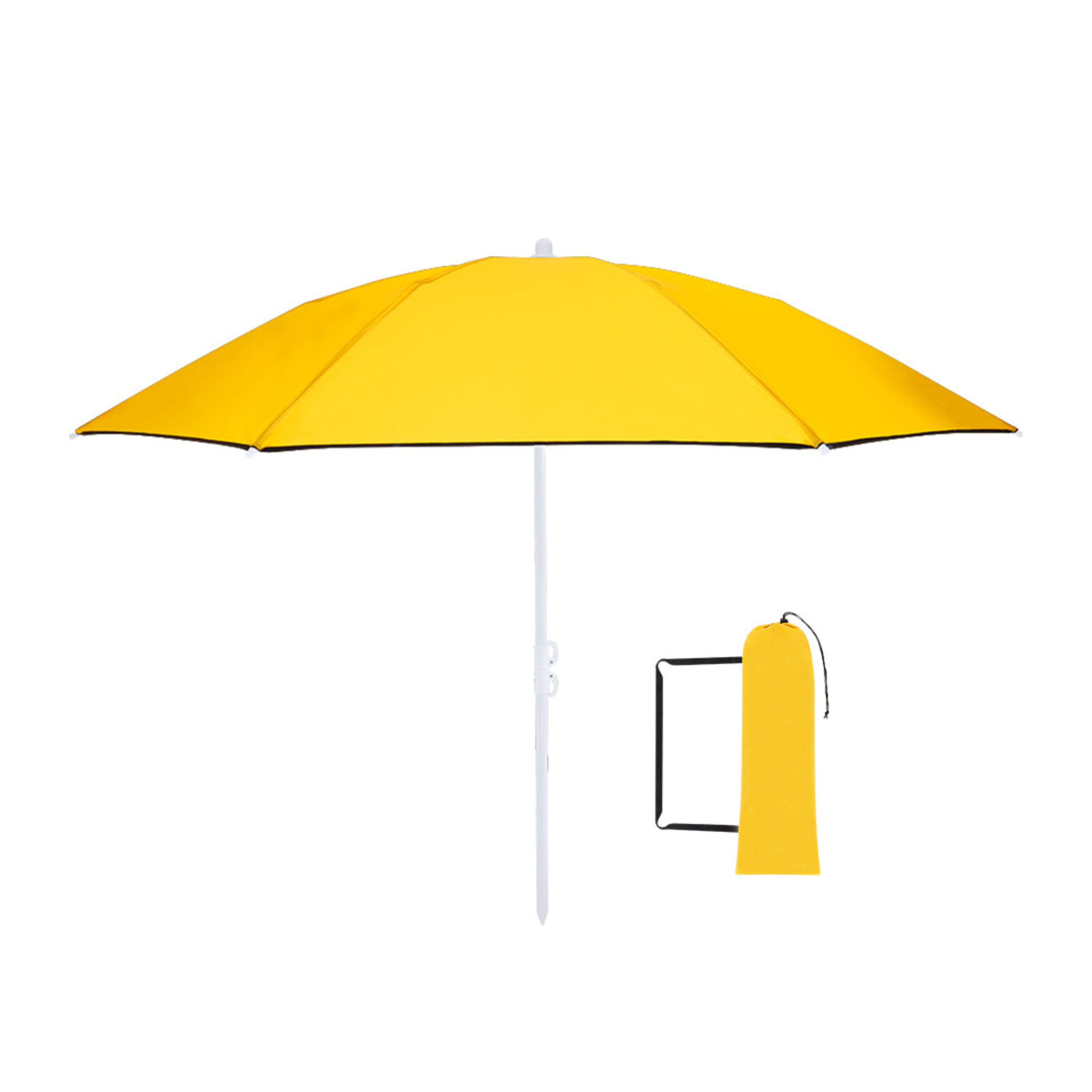 Merkloos Strand Parasol Vibe - D160 cm - geel - opvouwbaar - verstelbare hoogte - met opbergtas -