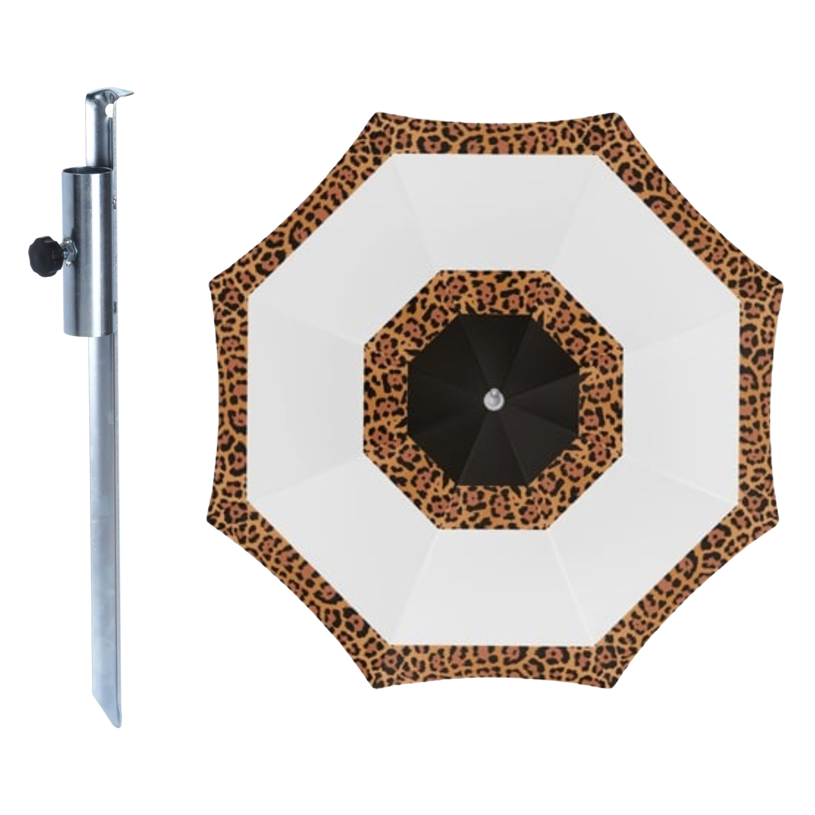 Outdoor Strand / tuin / camping parasol Ghana - met metalen grondharing - D180 cm - verstelbaar -