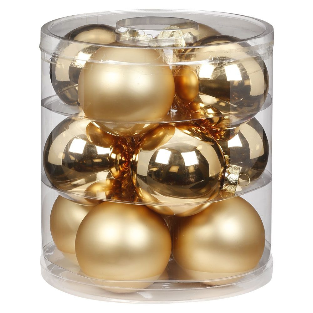 Inge-glas 12x stuks glazen kerstballen goud 8 cm glans en mat -
