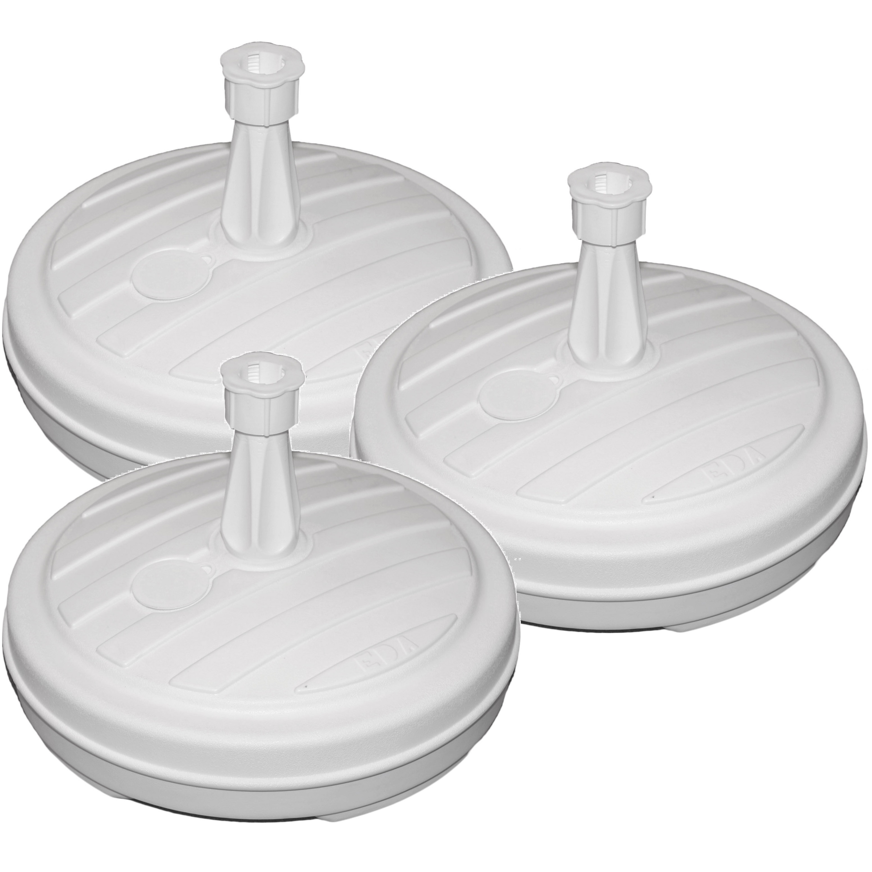 Merkloos Set van 3x ronde parasolvoet wit cm 13 liter -