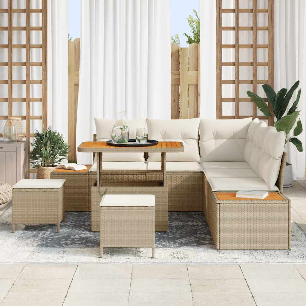 vidaXL 8-delige tuinsofa set met kussens in beige