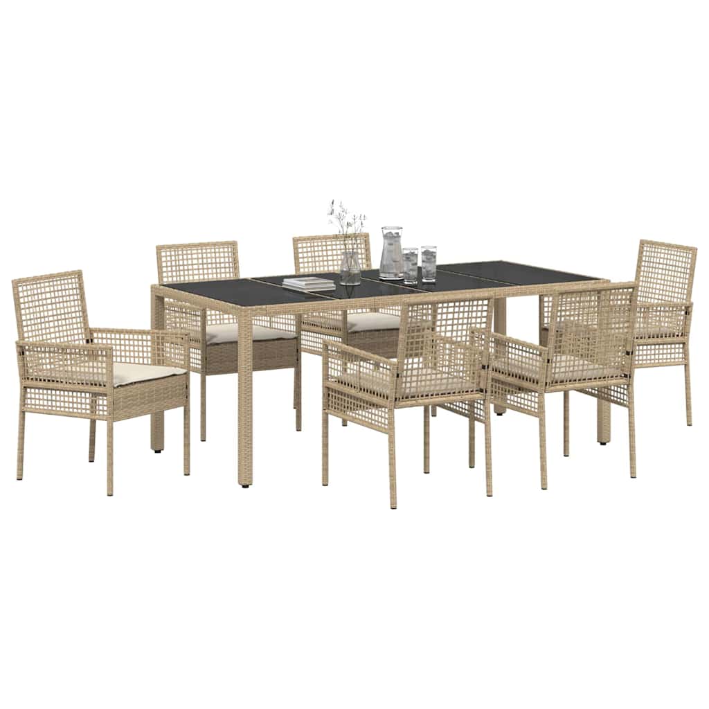 vidaXL Tuin Eetset 7 pcs Beige 190 x 90 x 75 cm Poly rattan