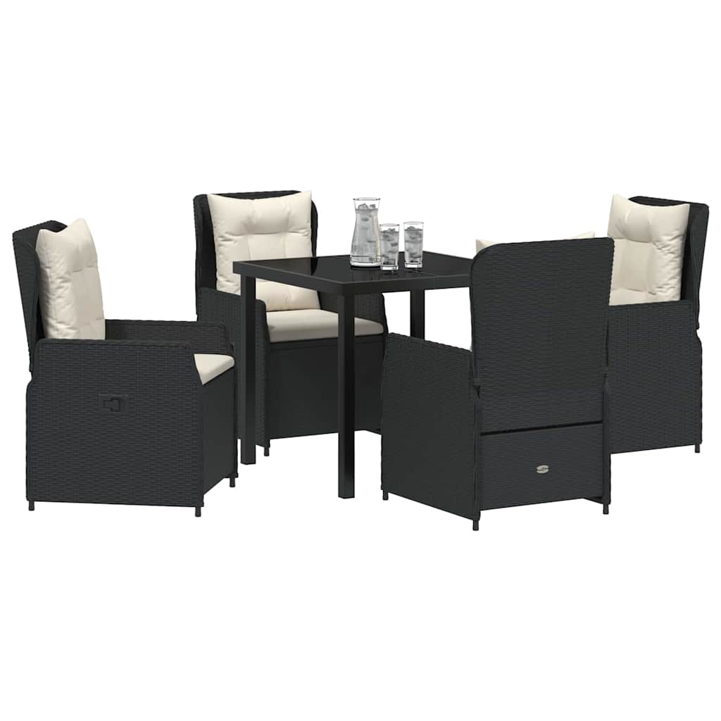 vidaXL 5-delige tuinset in zwart poly rattan