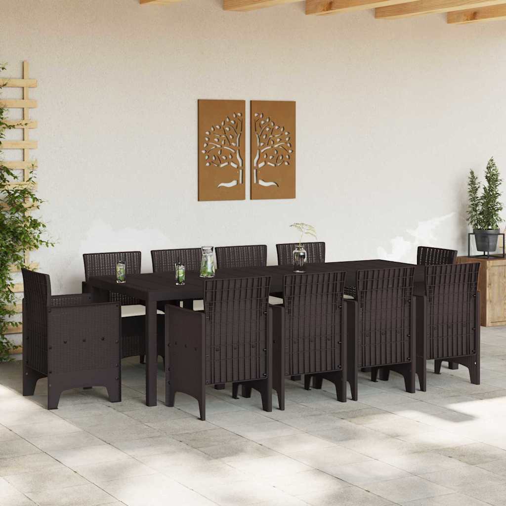 vidaXL Tuin Eetset 11 pcs Bruin 250 x 100 x 73 cm Poly rattan