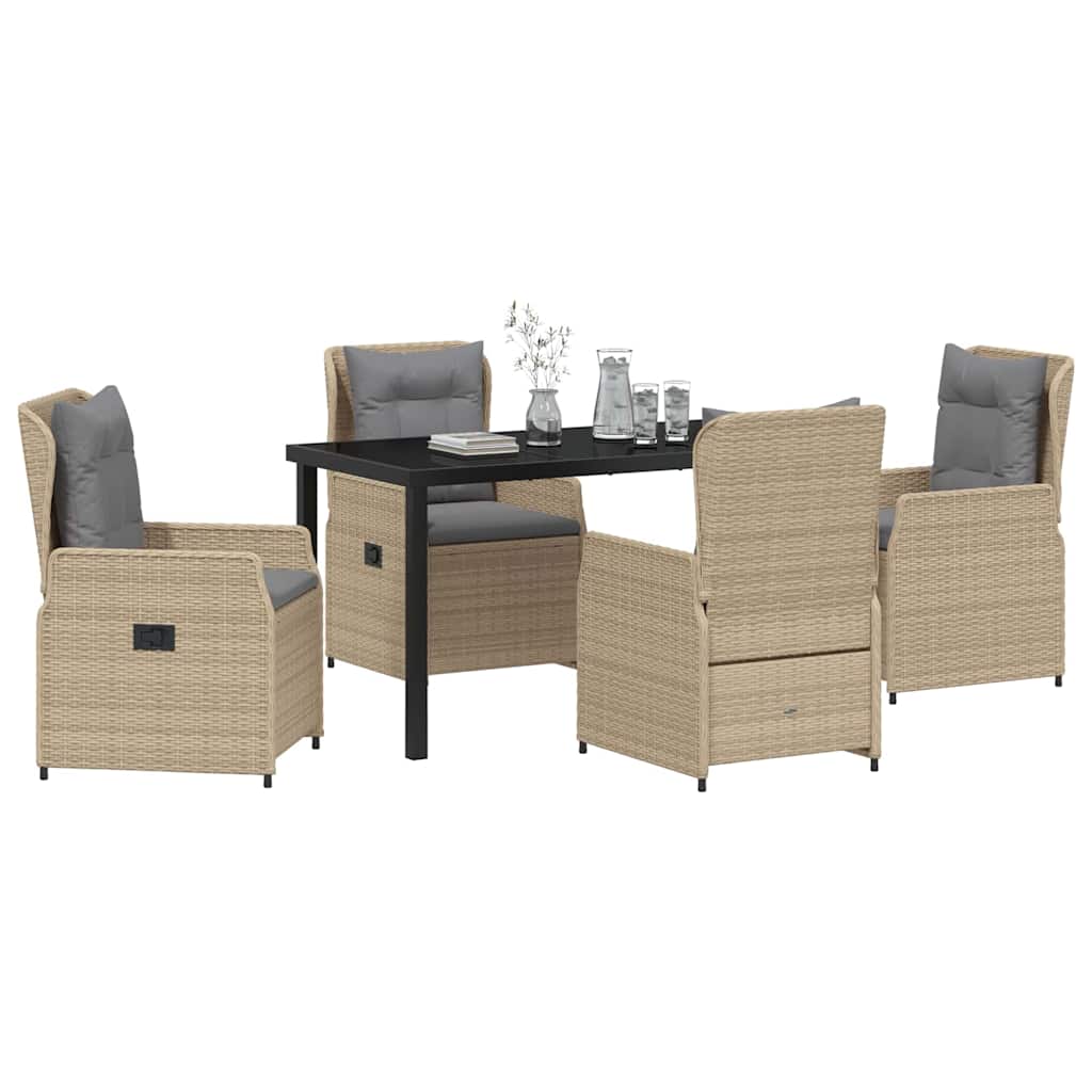 vidaXL 5-delige tuinset Beige Poly Rattan
