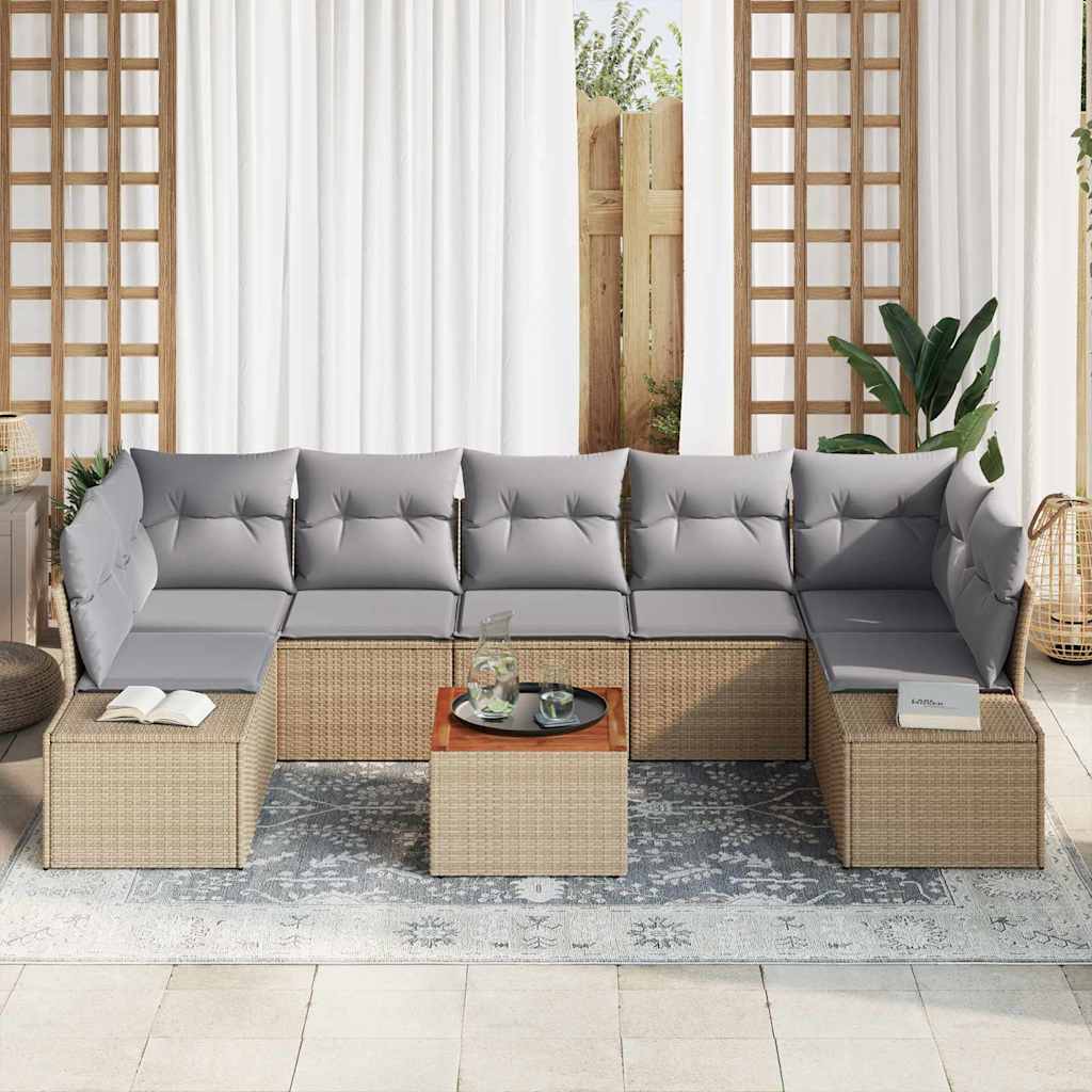 vidaXL Tuin Sofa Set 8 pcs Beige, lichtgrijs 55 x 55 x 37 cm