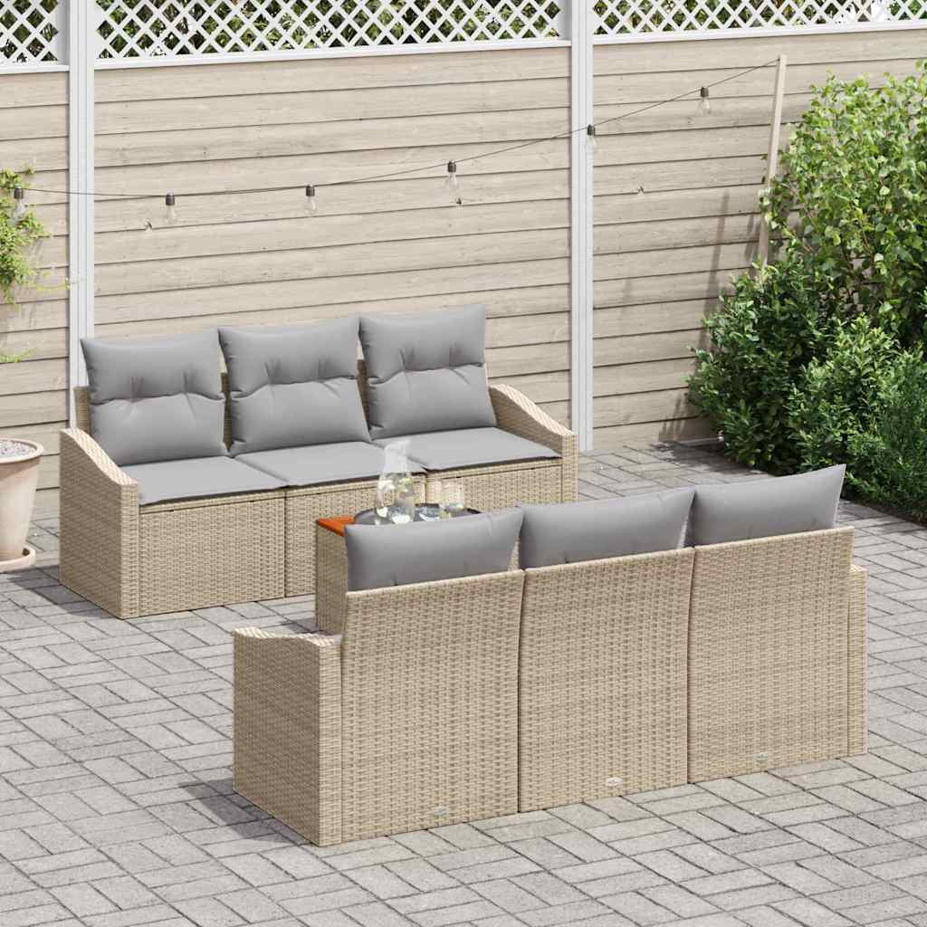 vidaXL Tuin Sofa Set 7 pcs Beige, lichtgrijs 55 x 55 x 37 cm