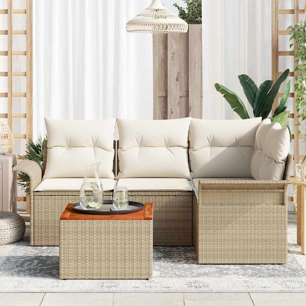 vidaXL 5-delige tuinsofa set met kussens in beige