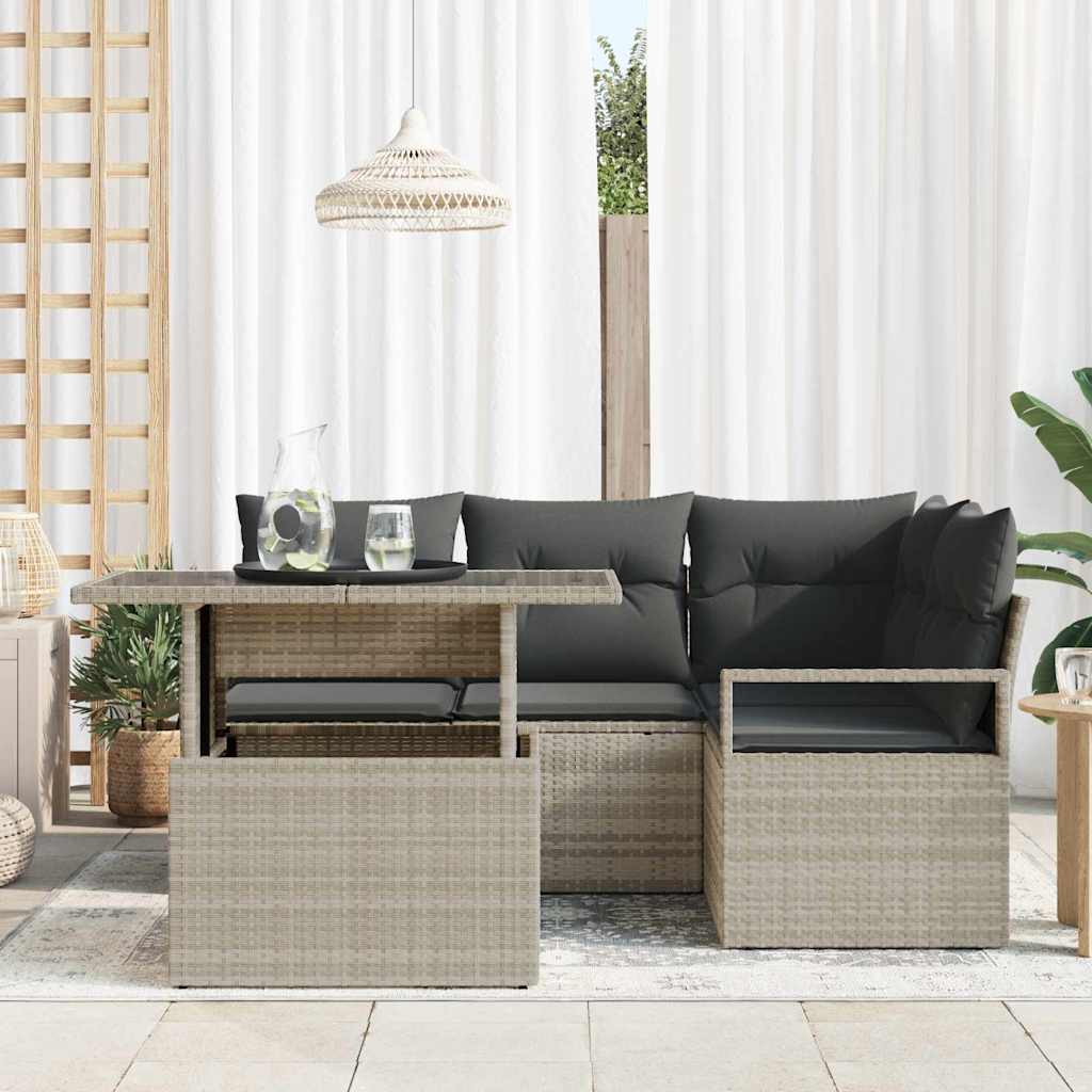 vidaXL 5-delige tuinsofa set met kussens lichtgrijs