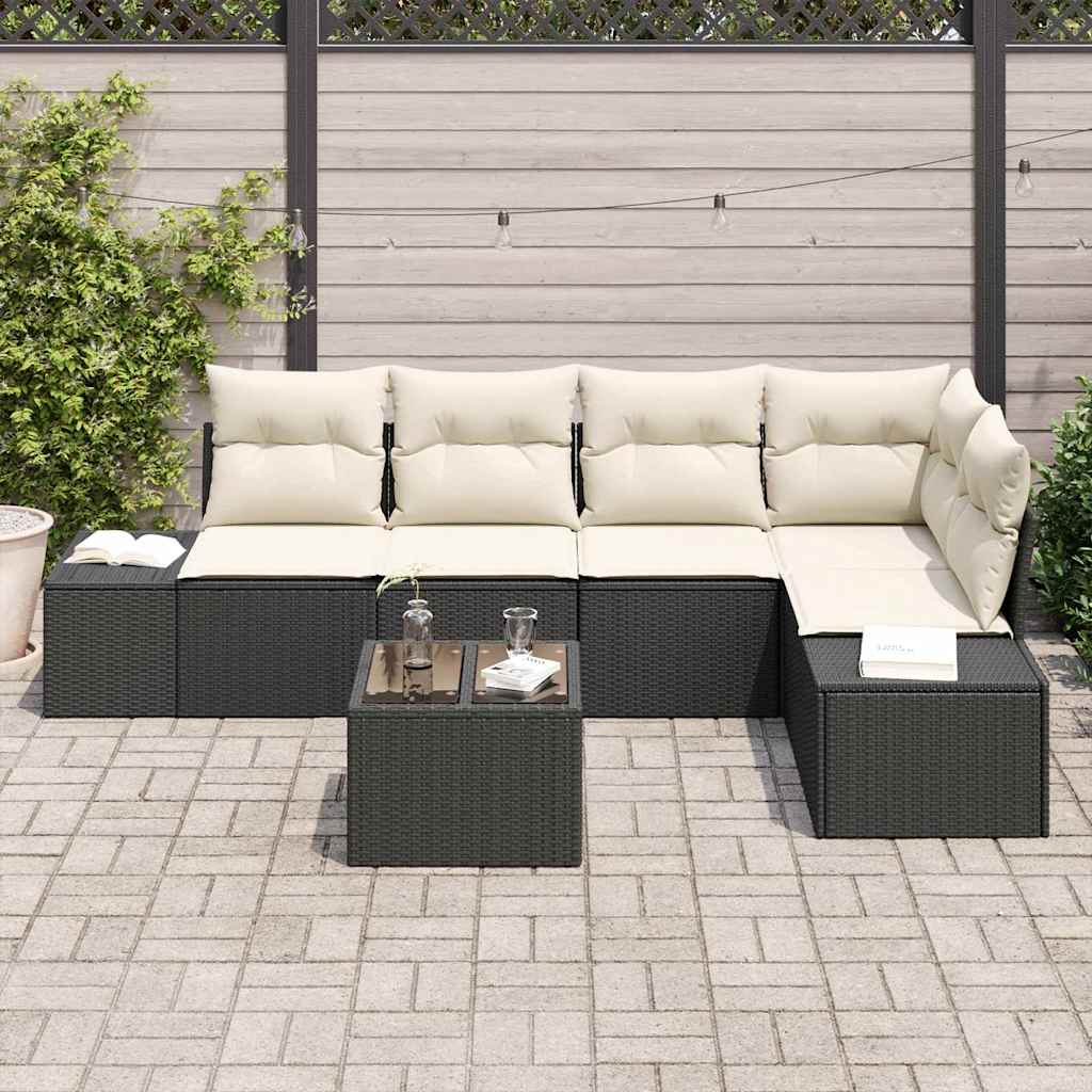 vidaXL 5-delige tuinsofa set met kussens in bruin poly rattan