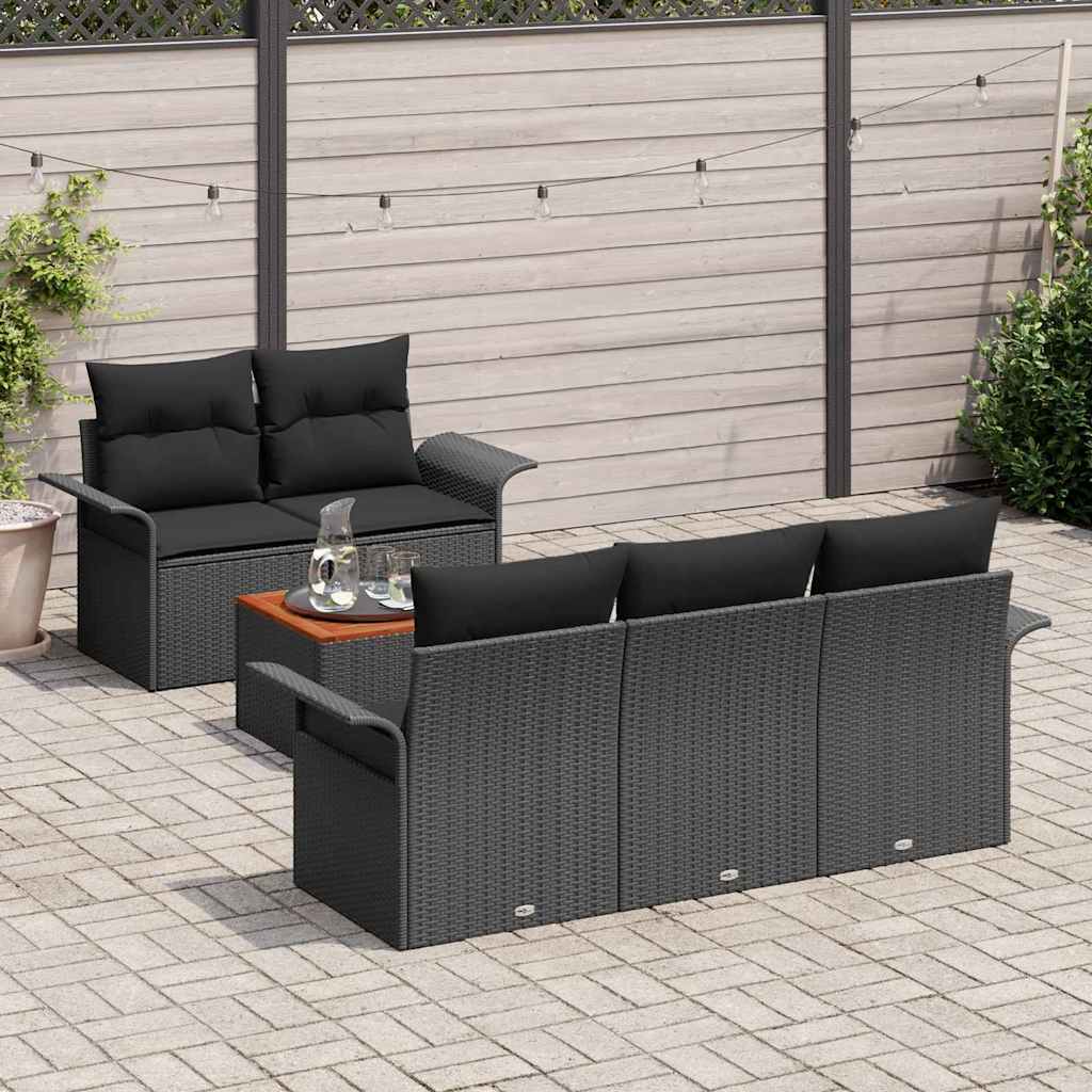 vidaXL 6-delige tuinset met kussens in het zwart
