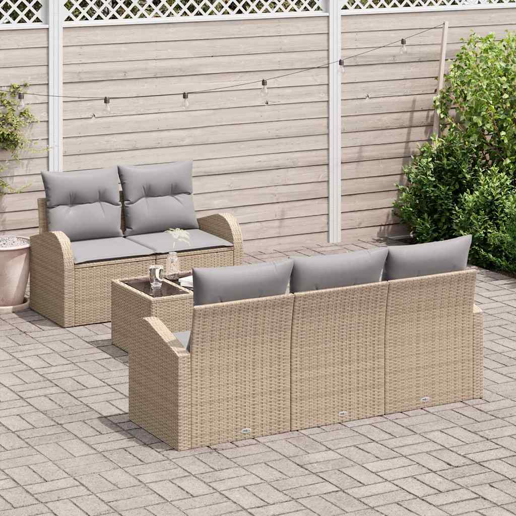 vidaXL 6-delige tuinset met kussens in beige