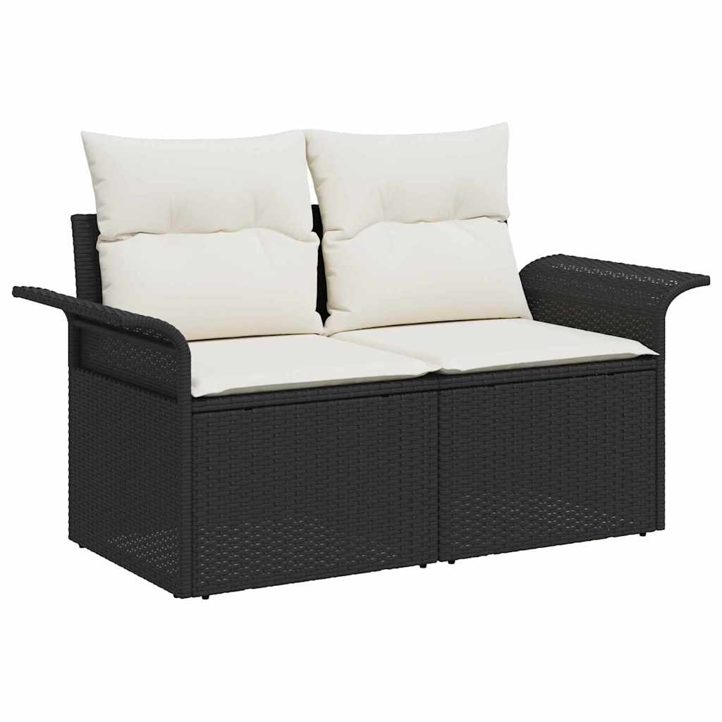 vidaXL 7-delige tuinset met kussens zwart wicker