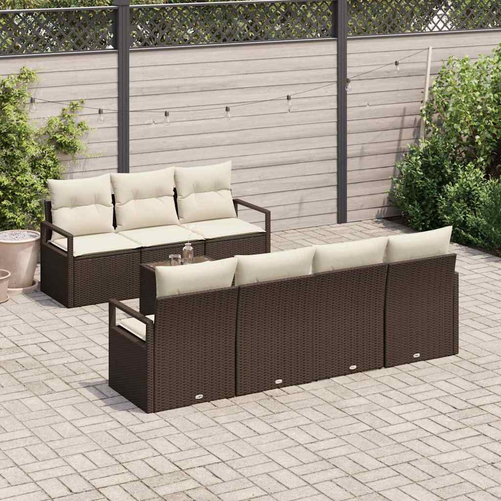 vidaXL 8-delige tuinset met kussens bruin poly rattan