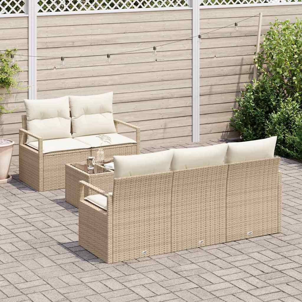 vidaXL 6-delige tuinsofa set met kussens in beige