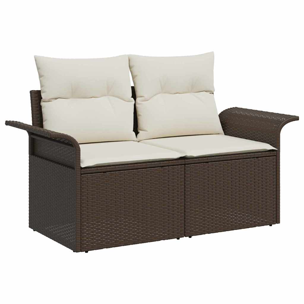 vidaXL 7-delige tuinset met kussens - Bruin Poly Rattan
