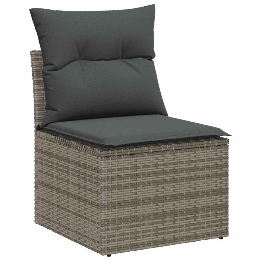 vidaXL 8-delige tuinsofa set met kussens in grijs poly rattan