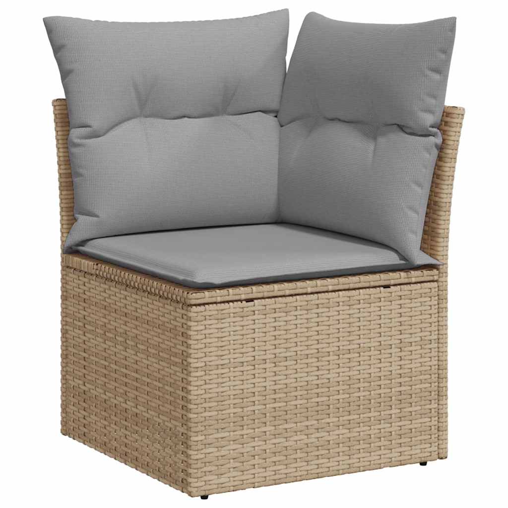 vidaXL 8-delige tuinsofa set met kussens in beige poly riet