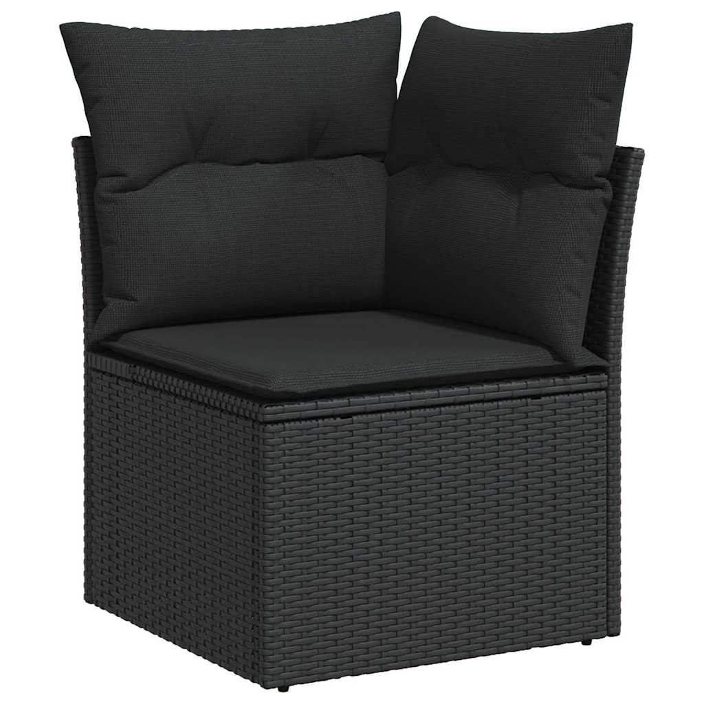 vidaXL 8-delige loungestoelenset met kussens zwart poly riet