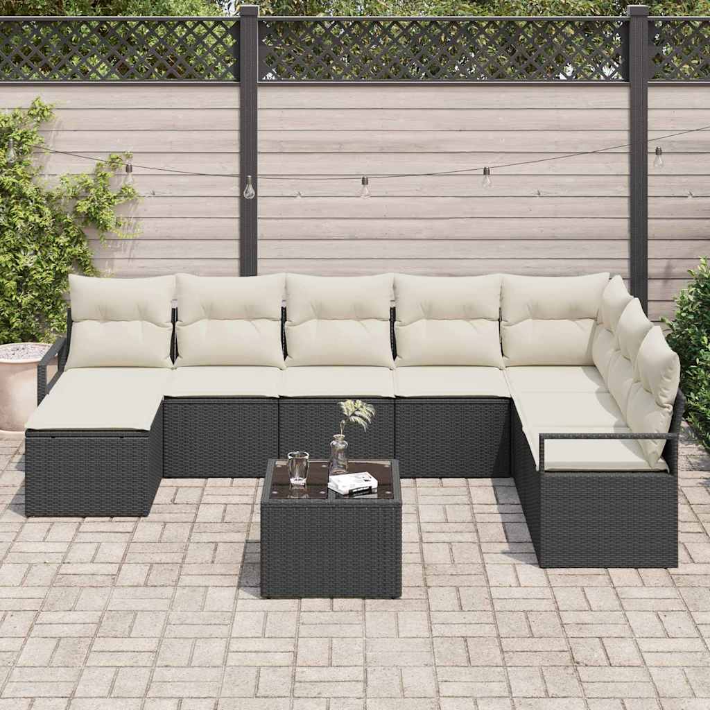 vidaXL 8-delige tuinbankset met kussens in bruin van poly rattan