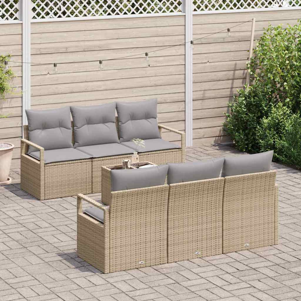 vidaXL 7-delige tuinsofa set met kussens in beige
