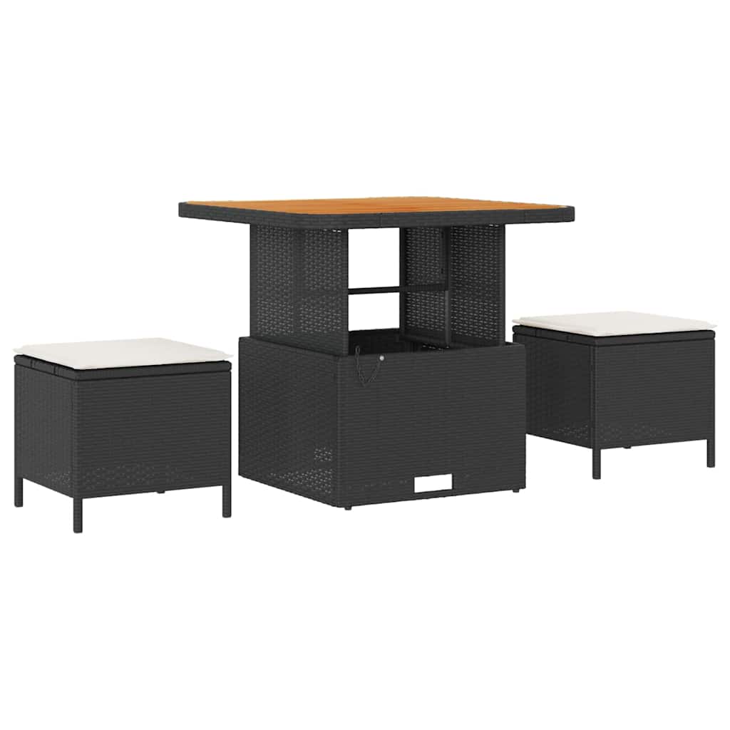 vidaXL 9-delige tuinmeubelset met kussens zwart poly rattan acacia