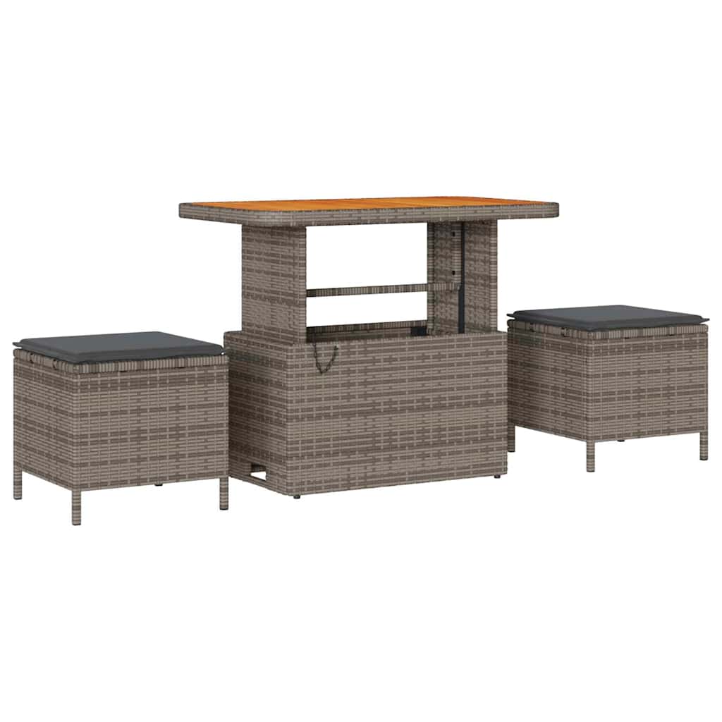 vidaXL 11-delige tuinset met kussens - grijs poly rattan en acacia