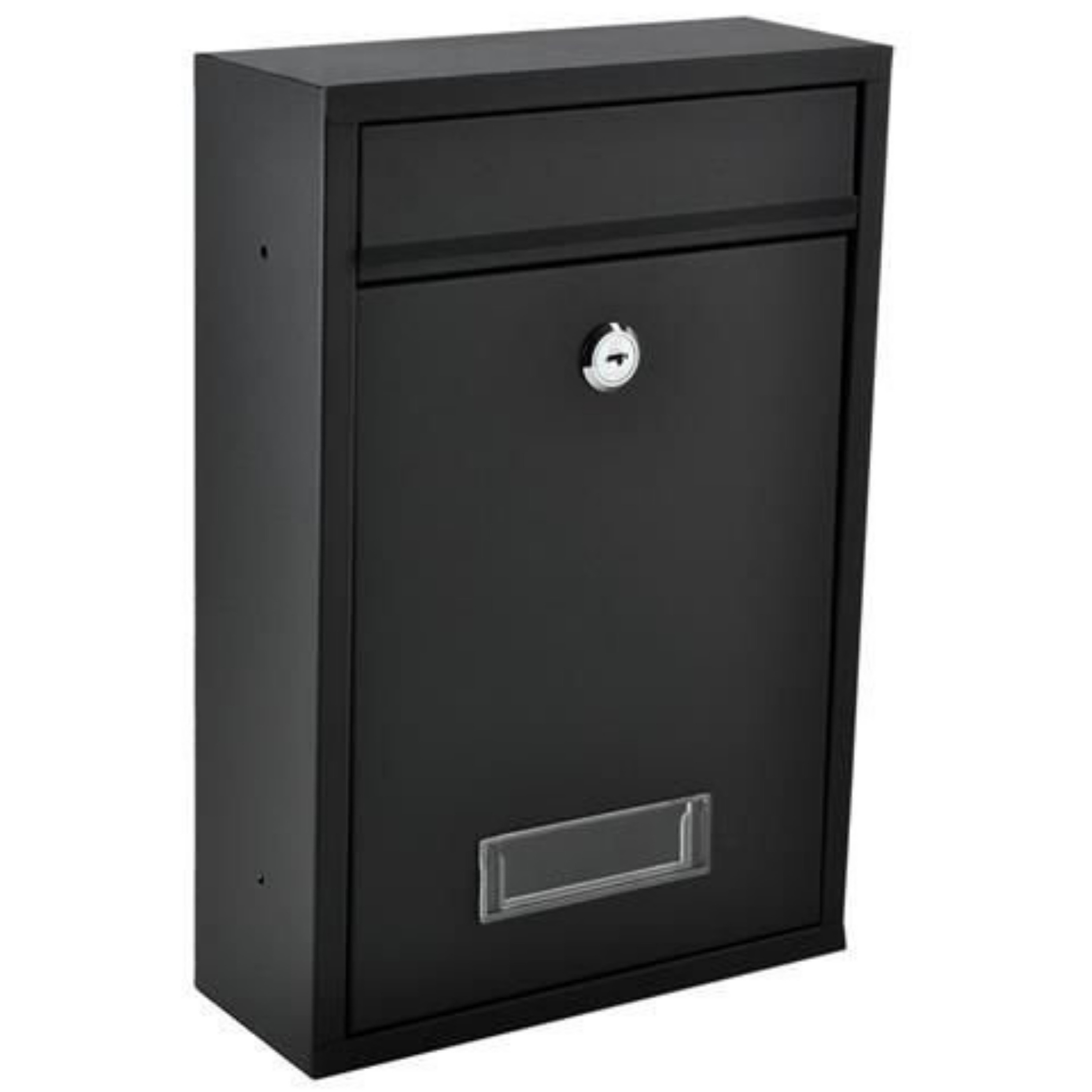 Malatec Brievenbus - zwart - staal - 32 x 21 cm - met slot/sleutel - post - kranten brievenbus -