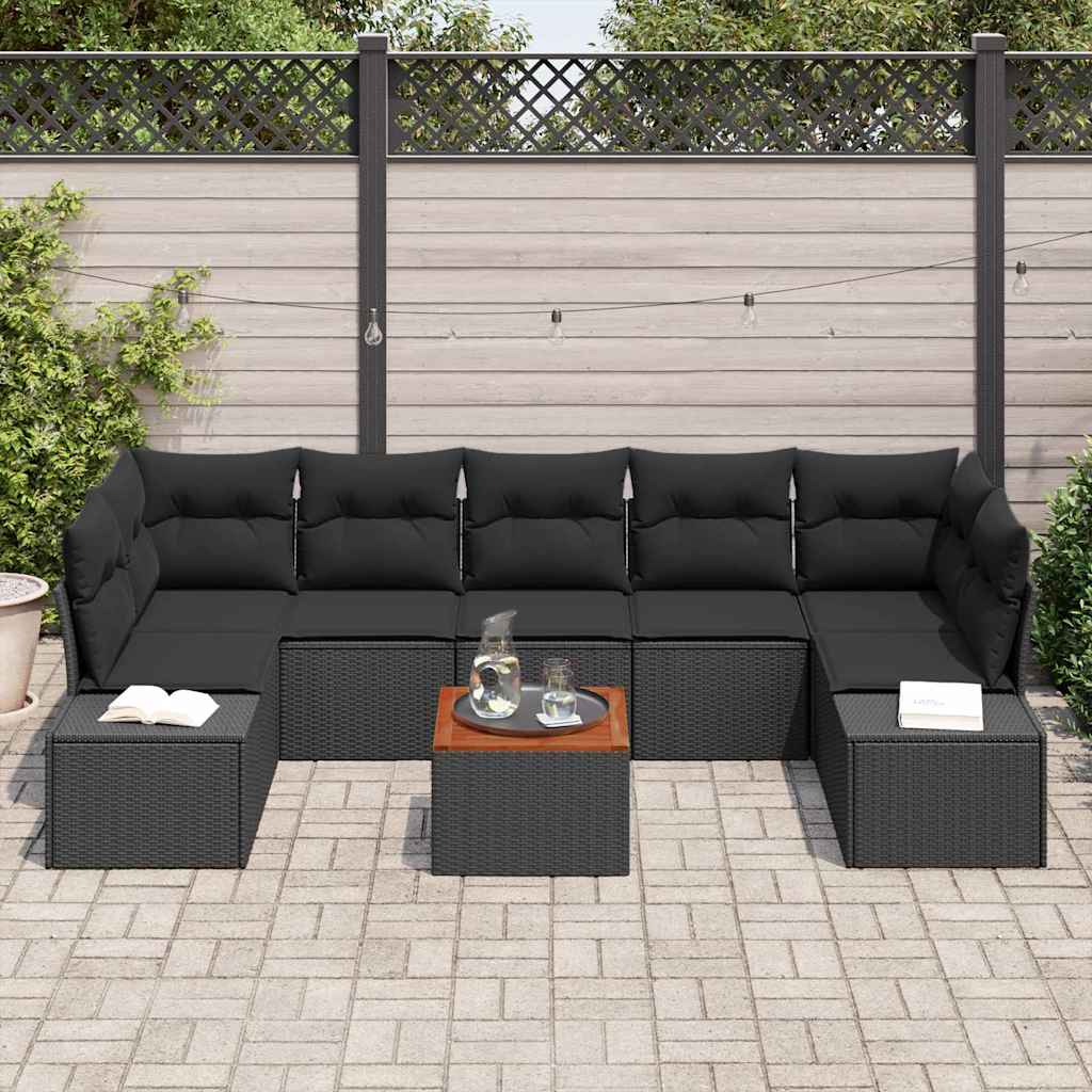 vidaXL Tuin Sofa Set 8 pcs Zwart 55 x 55 x 37 cm Riet, Aluminium