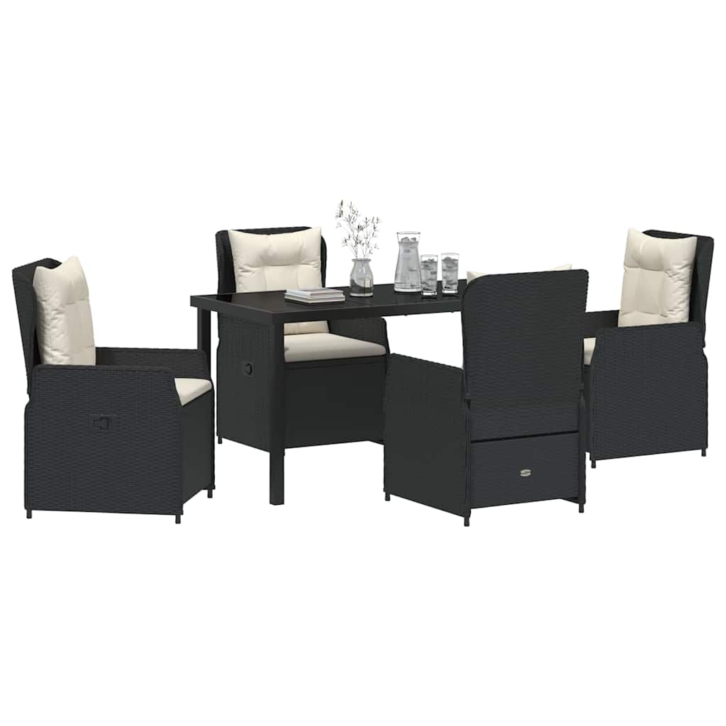 vidaXL 5-delige tuinset Zwart Poly Rattan