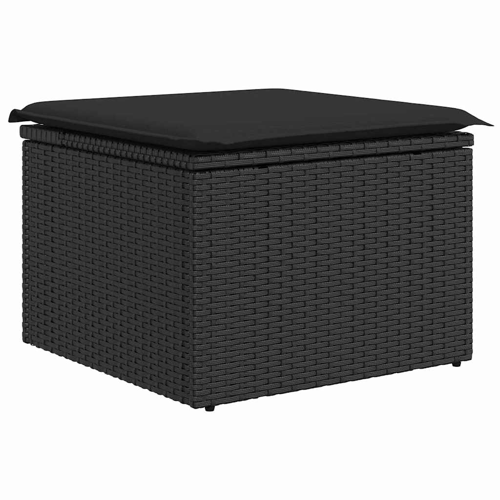 vidaXL 9-delige tuin sofa set met kussens – zwart poly rattan en acacia.