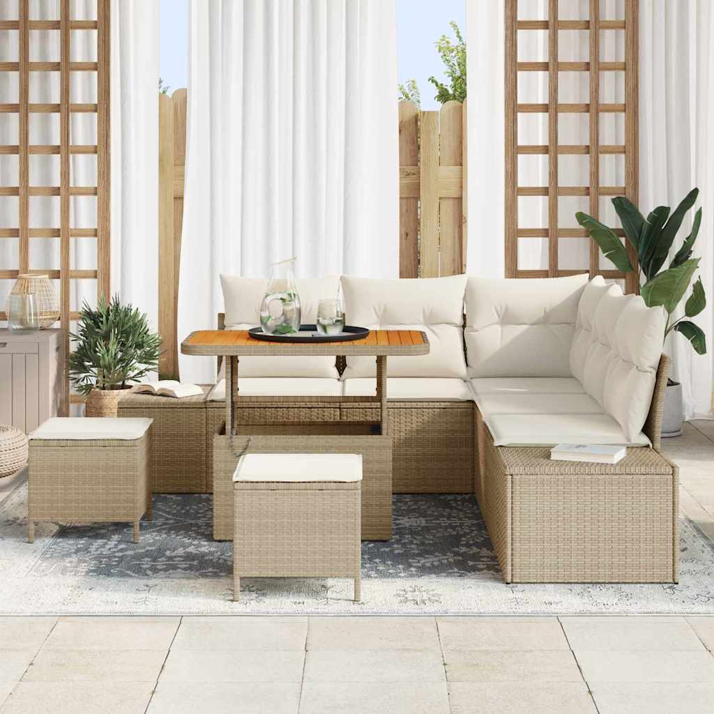 vidaXL 8-delige tuinset met kussens in beige