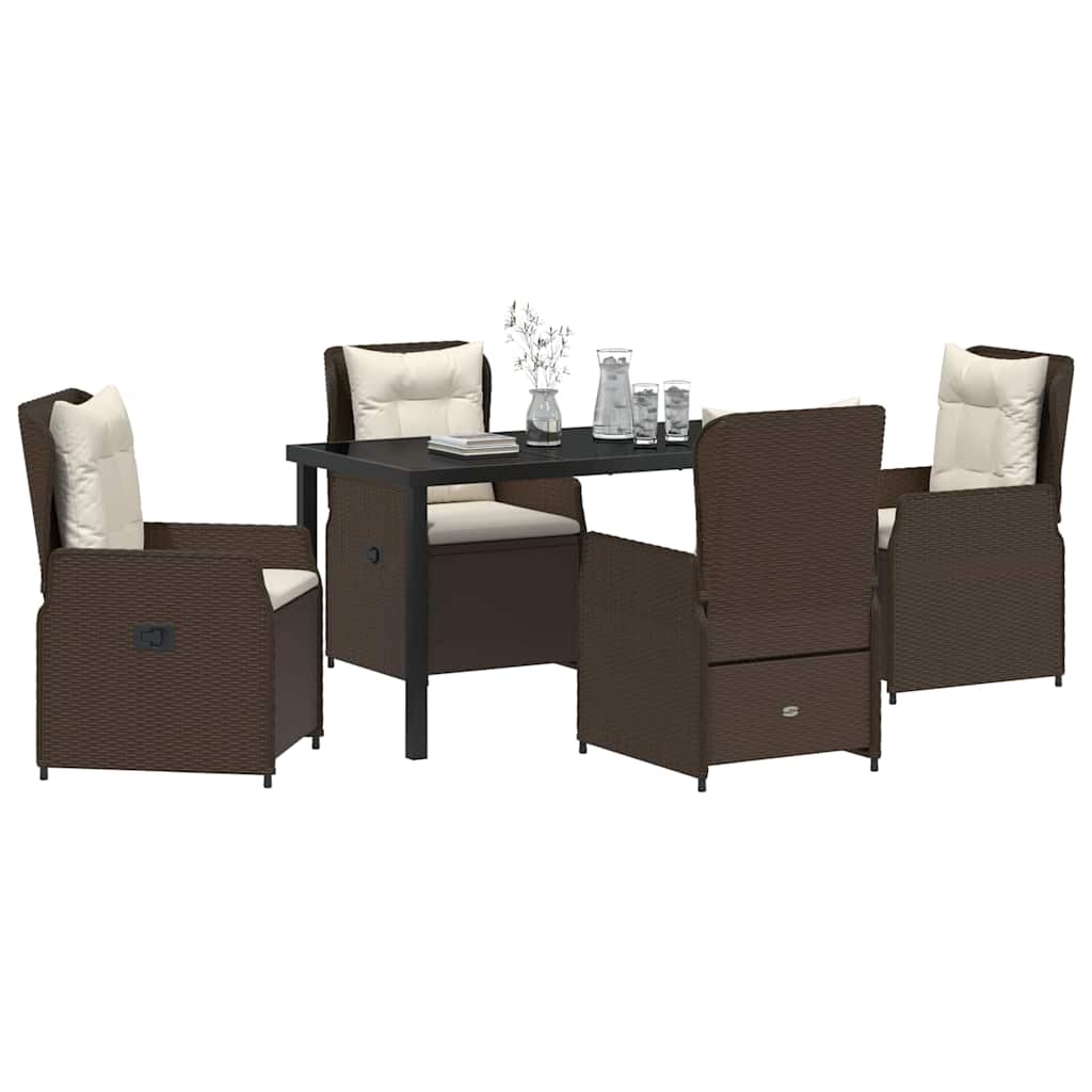 vidaXL 5-delige tuinset Bruin Poly Rattan