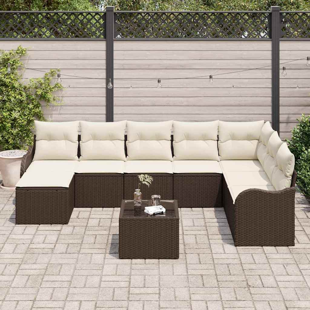 vidaXL 8-delige Tuin Sofa Set met Kussens Grijs Poly Rattan