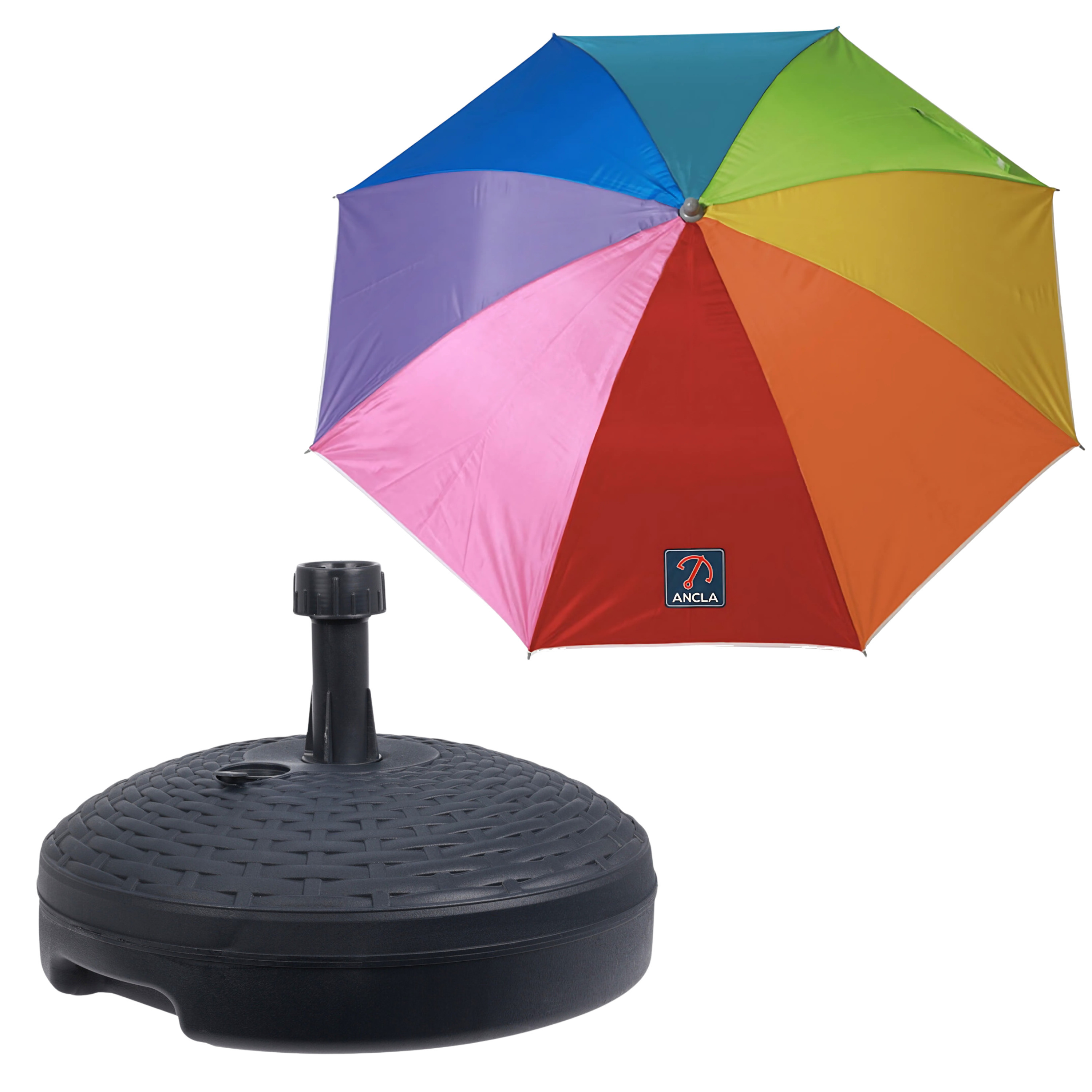 Merkloos Tuin parasol Summertime - met vulbare parasolvoet in antraciet - multi kleuren - D240 cm -