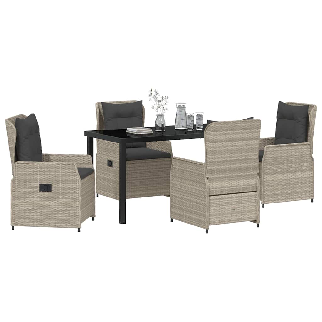 vidaXL 5-delige tuinset Lichtgrijs Poly Rattan