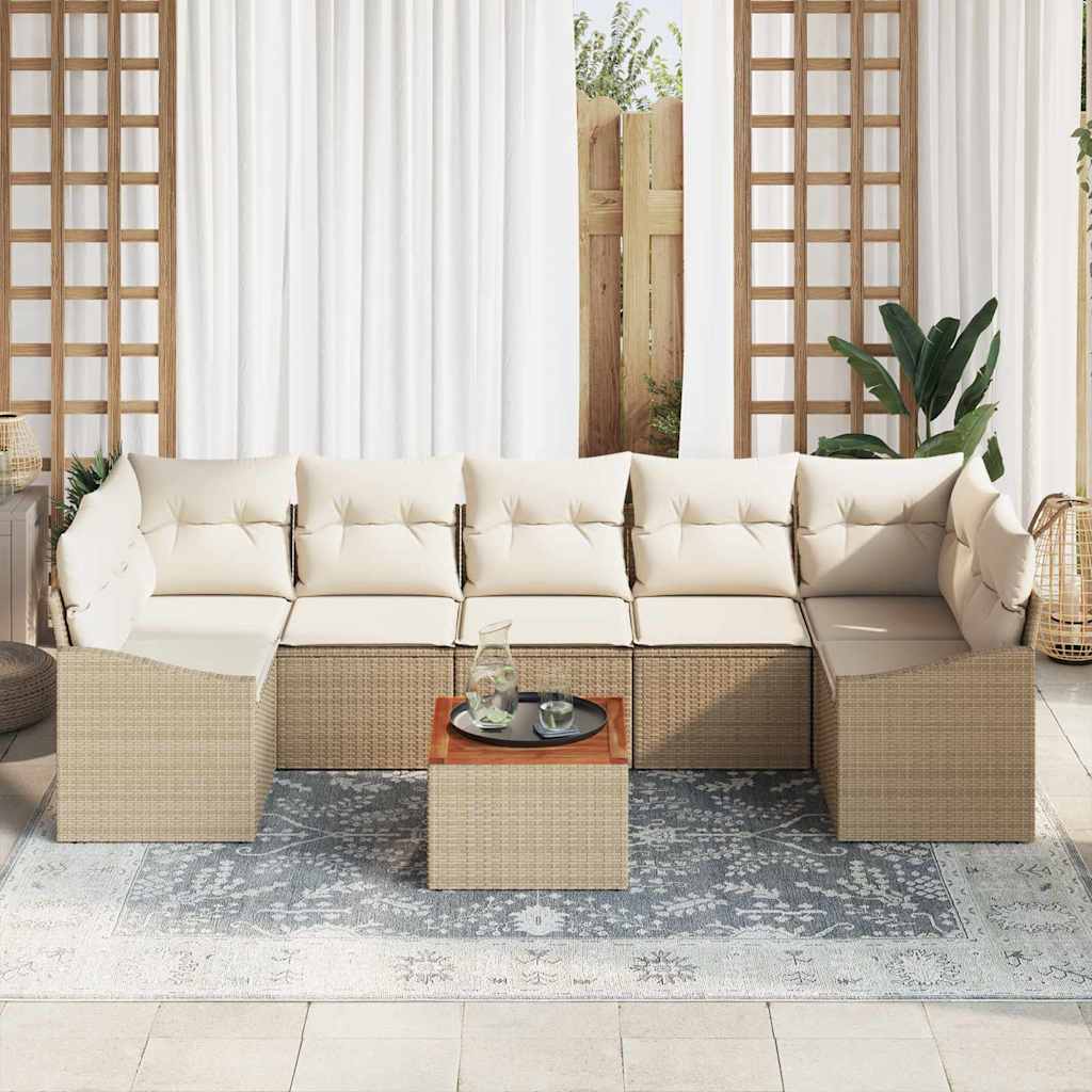 vidaXL 8-delige tuinset met kussens in het beige
