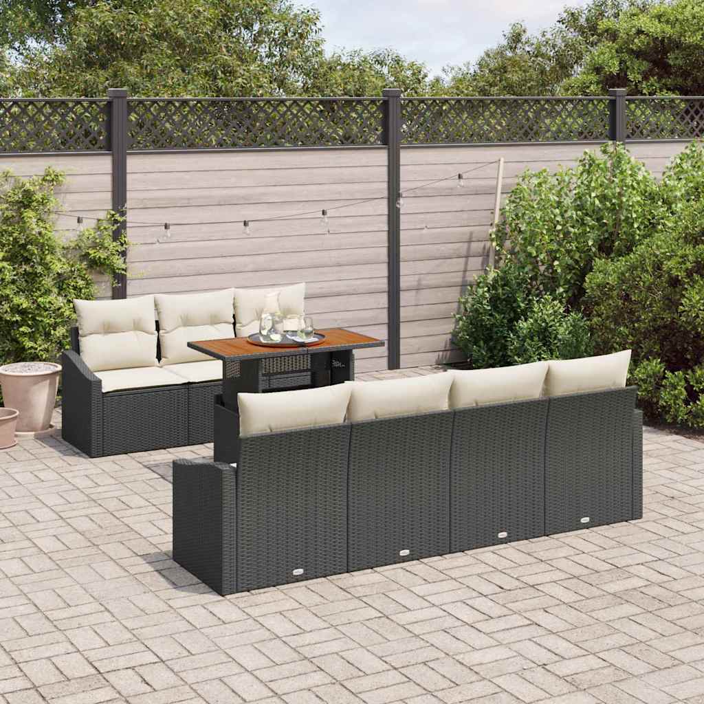 vidaXL 8-delige tuinsofa set met kussens in zwart poly rattan