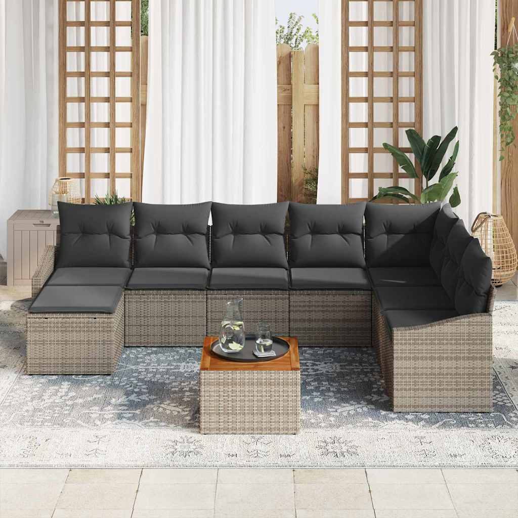 vidaXL Tuin Sofa Set 9 pcs Grijs 55 x 55 x 37 cm Poly Riet, Glas