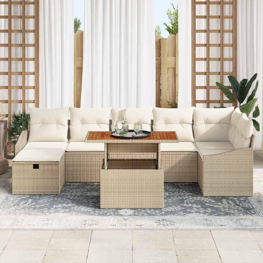 vidaXL 8-delige tuinsofa set met kussens in het beige