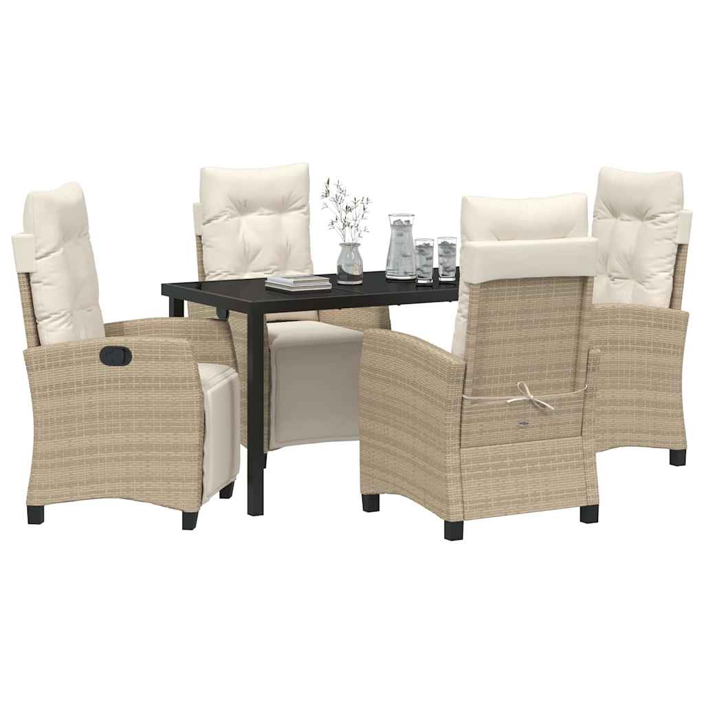 vidaXL 5-delige Tuinset Beige Poly Rattan