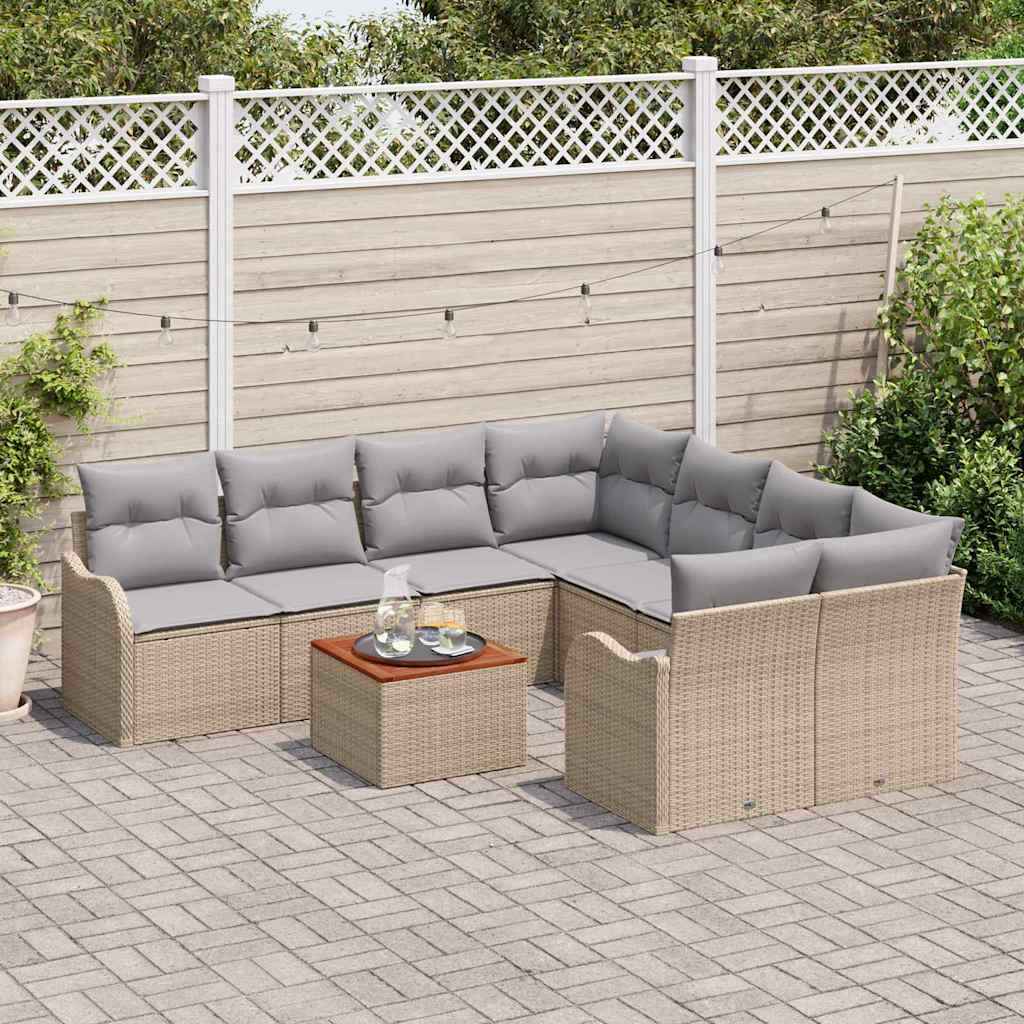 vidaXL Tuin Sofa Set 9 pcs Beige, lichtgrijs Groot Rattan