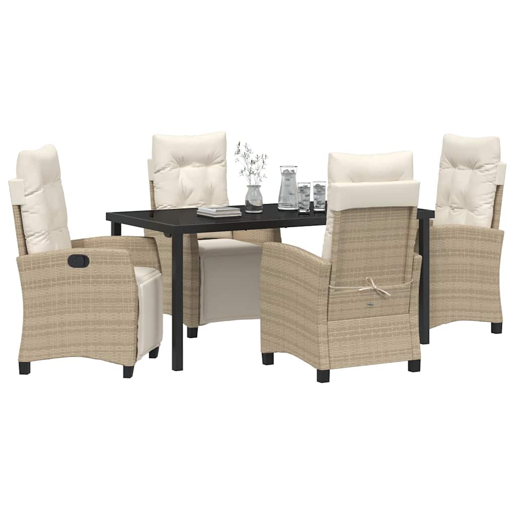 vidaXL 5-delige tuinset in beige poly rattan.