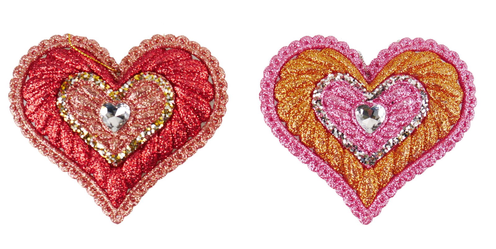Kurt s adler 4.25 inch Heart Orna X 2. I 5x5x10 cm kerstornament - 