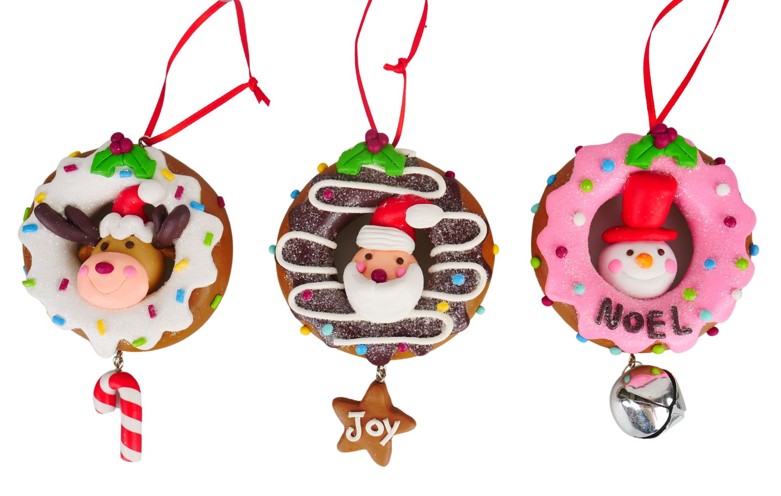 Kurt s adler 4.45 inch H Clay Dough Donut W/ Dangle Orna X 3. 5x5x10 cm kerstornament - 
