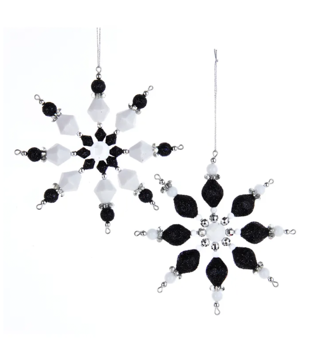 Kurt s adler 5 inch Black/White Snowflake Orn 2/A kerstbal - 
