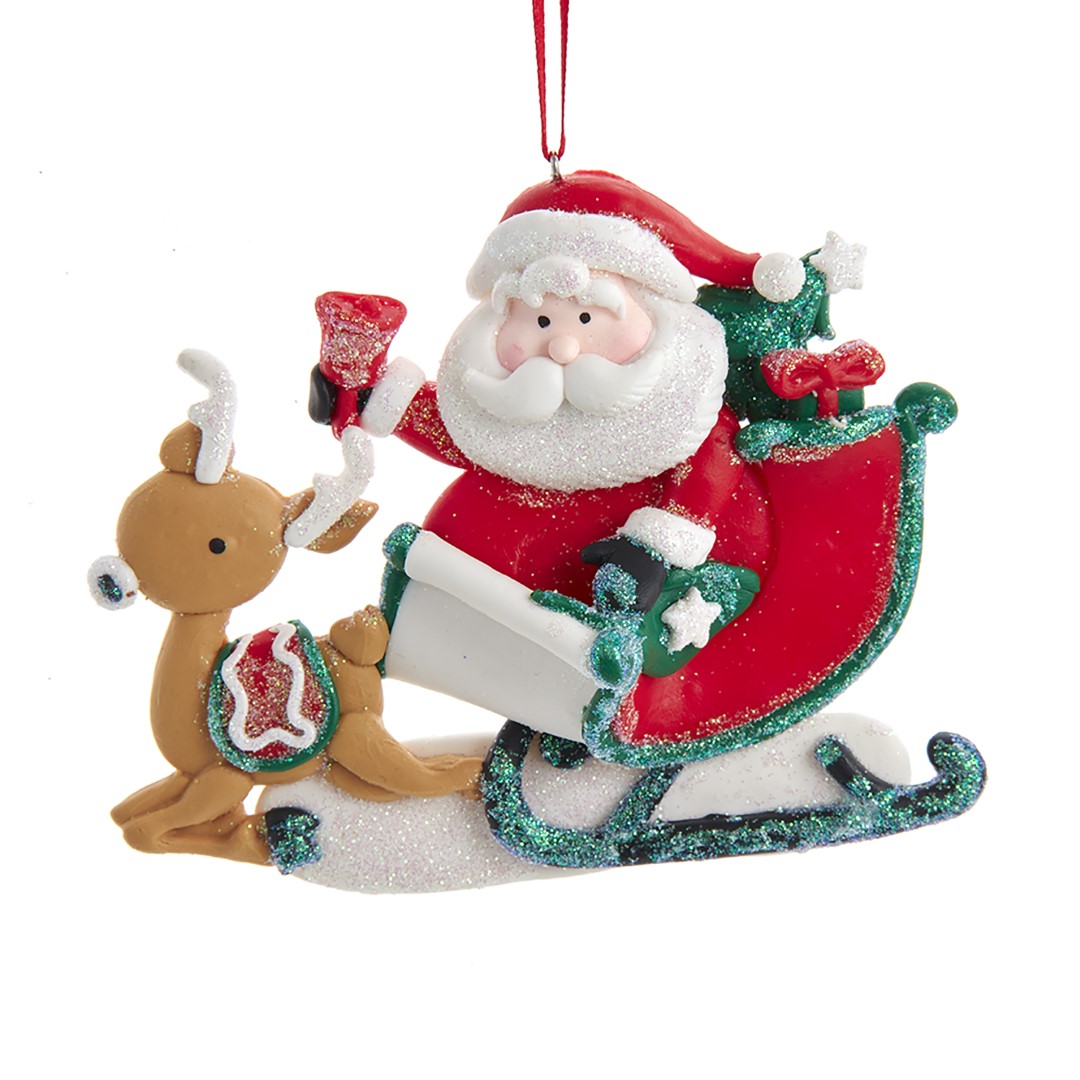 Kurt s adler Ornament Santa met slee klei h11 cm - 