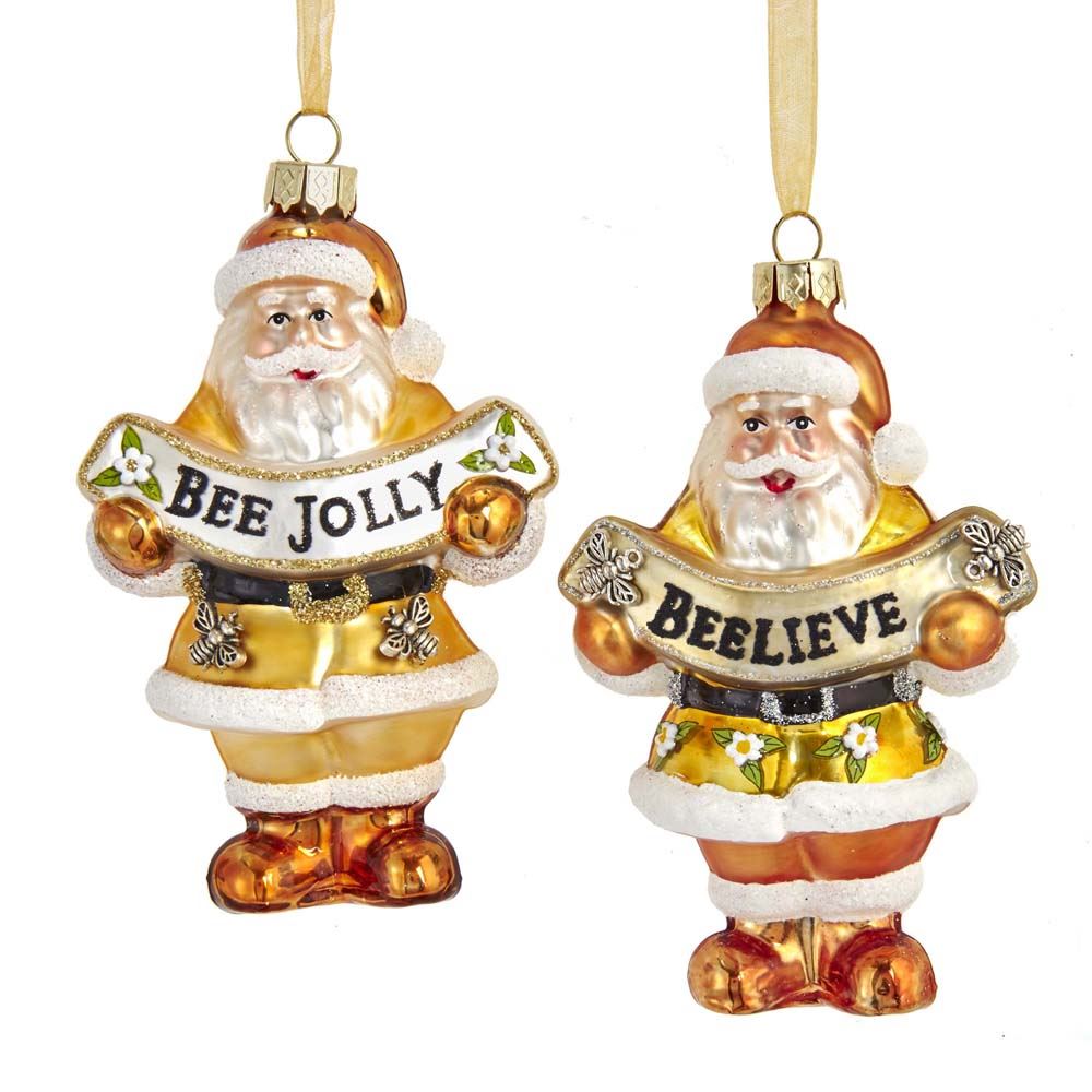 Kurt s adler Gold/White Santa With Banner 4.5 Inch - 