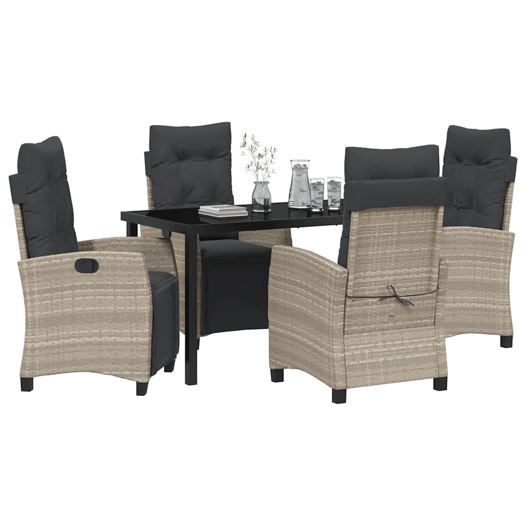 vidaXL 5-delige Tuinset Lichtgrijs Poly Rattan