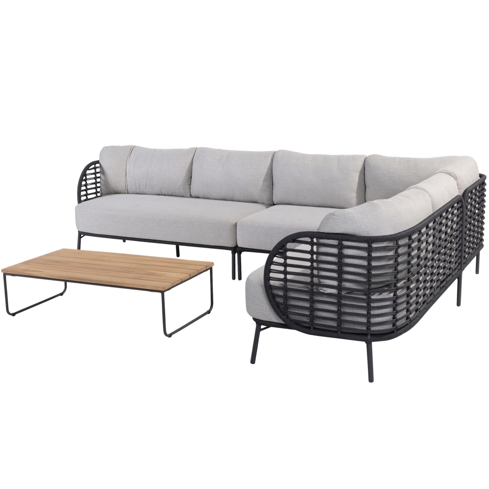 4 Seasons Outdoor Fabrice hoek loungeset 5 delig antraciet rope 